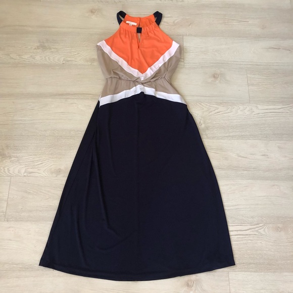 London Times Color-Block Keyhole Halter Maxi Dress - Picture 10 of 16